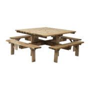 Picknicktafel Vierkant 140x140 cm of ronde 140 cm doorsnee, Tuin en Terras, Picknicktafels, Ophalen, Nieuw, Rechthoekig, Hout