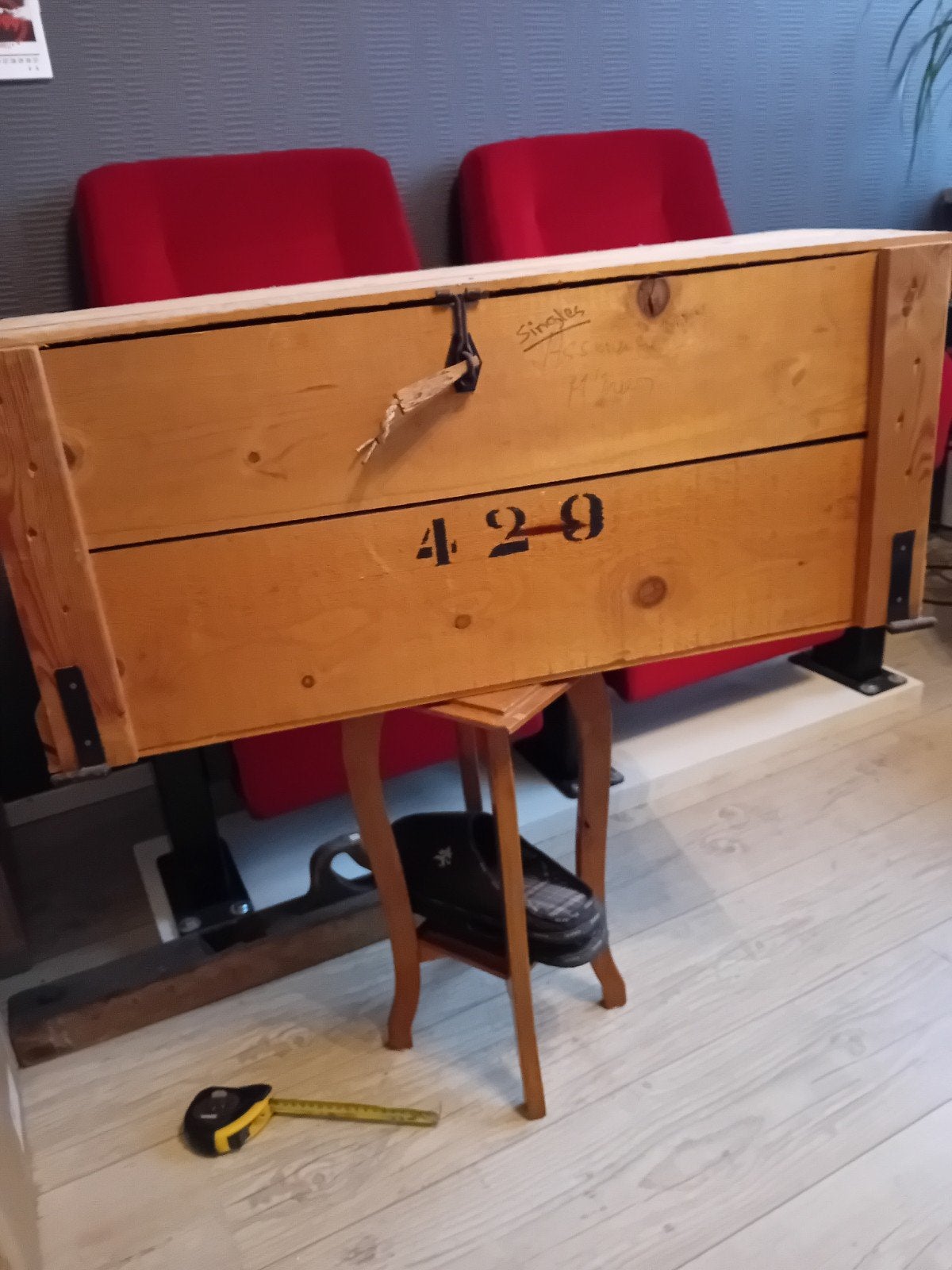 Vintage houten archiefkast / opbergkist, Antiek en Kunst, Ophalen