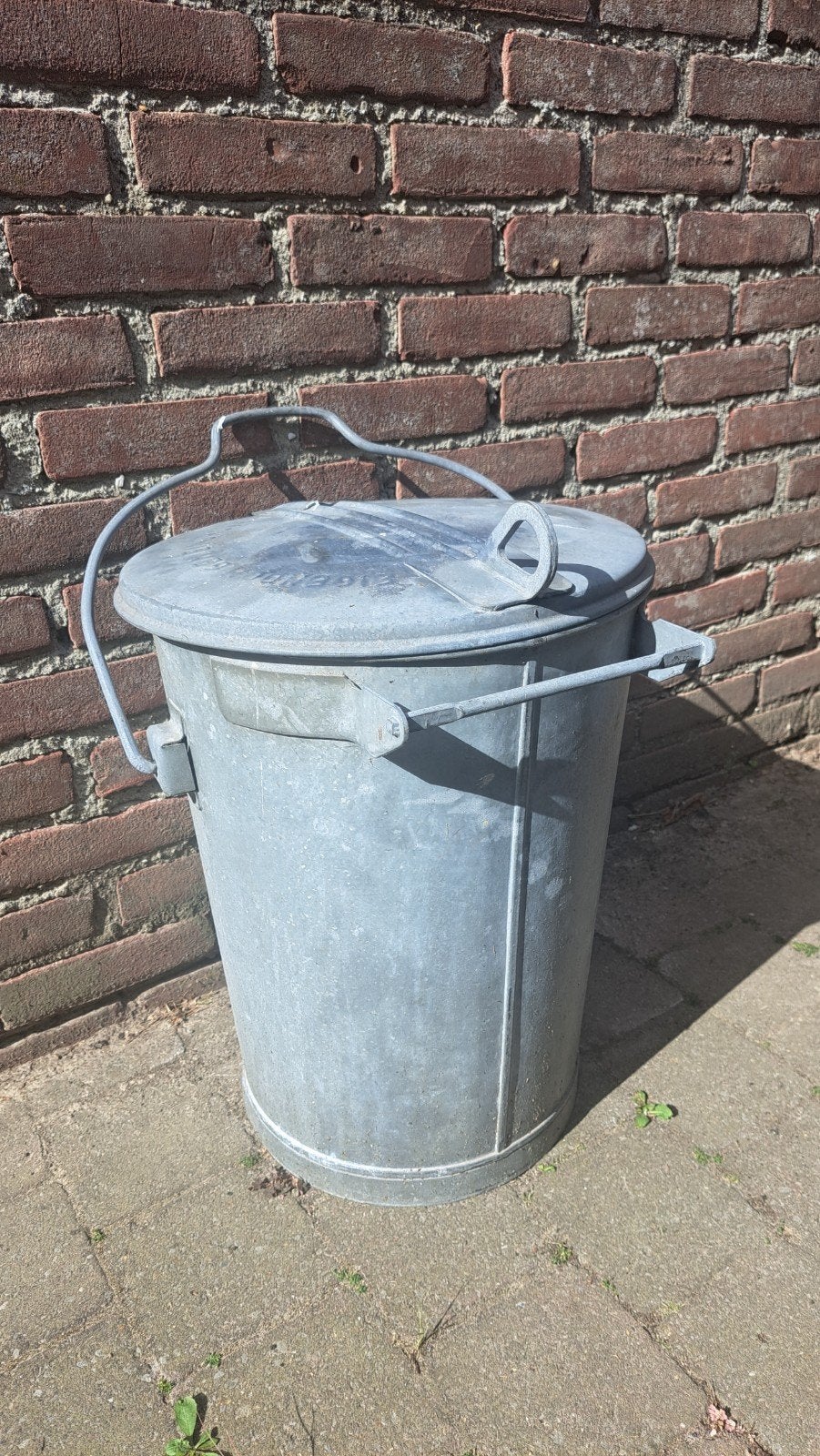 Vintage Zinken Emmer met Deksel - Gemeente Eindhoven, Ophalen