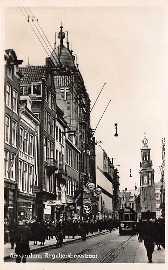 Amsterdam Reguliersbreestraat Munttoren Tram, Ophalen of Verzenden, Ongelopen, Noord-Holland