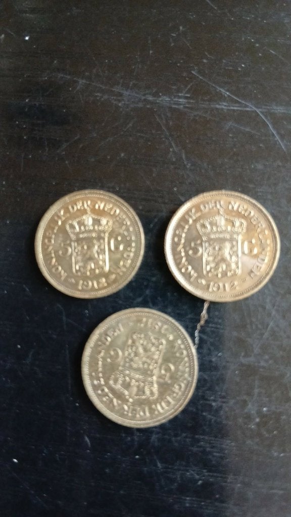 goud vijfje 1912 herdruk, 5 gulden, Koningin Wilhelmina, Losse munt, Goud