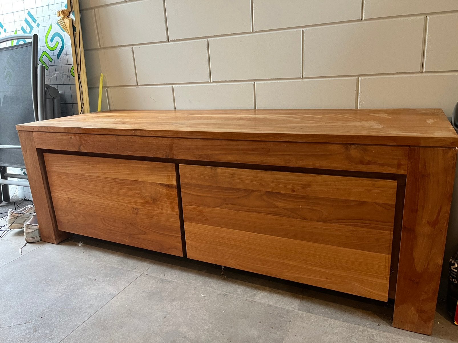 Tv meubel met klepsluiting 160x55x55 cm eiken, Ophalen, Gebruikt, Met klep(pen), 150 tot 200 cm