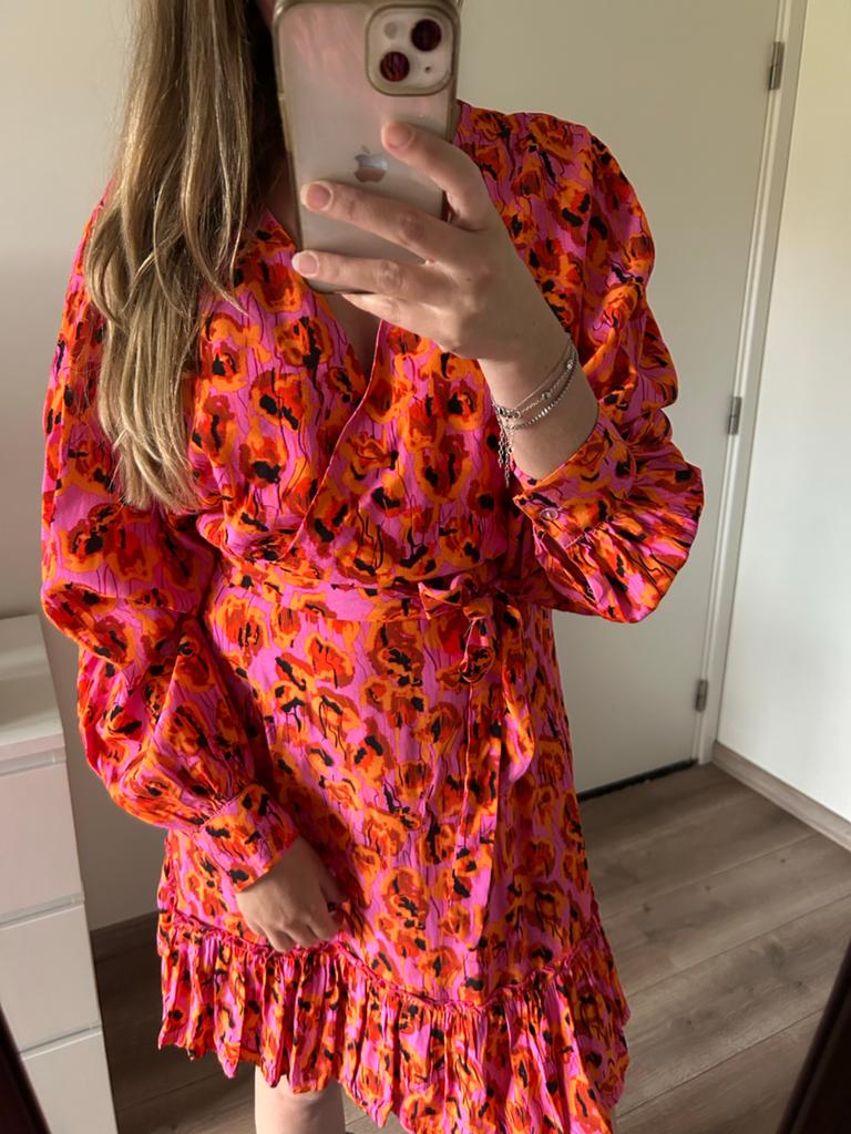 YDENCE jurk roze/oranje bloemenprint maat M, Maat 38/40 (M), Verzenden, Zo goed als nieuw, Roze
