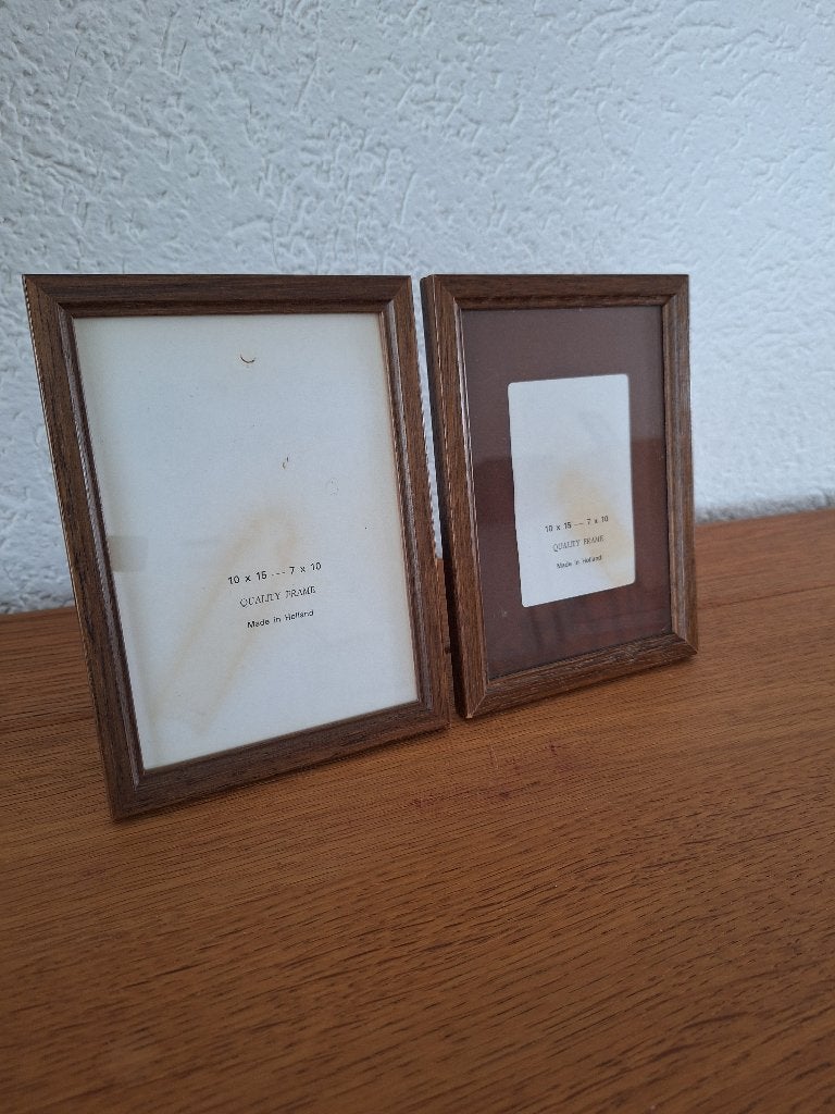 2 Houten fotolijsten, Ophalen, Bruin, 12 cm, Fotolijst