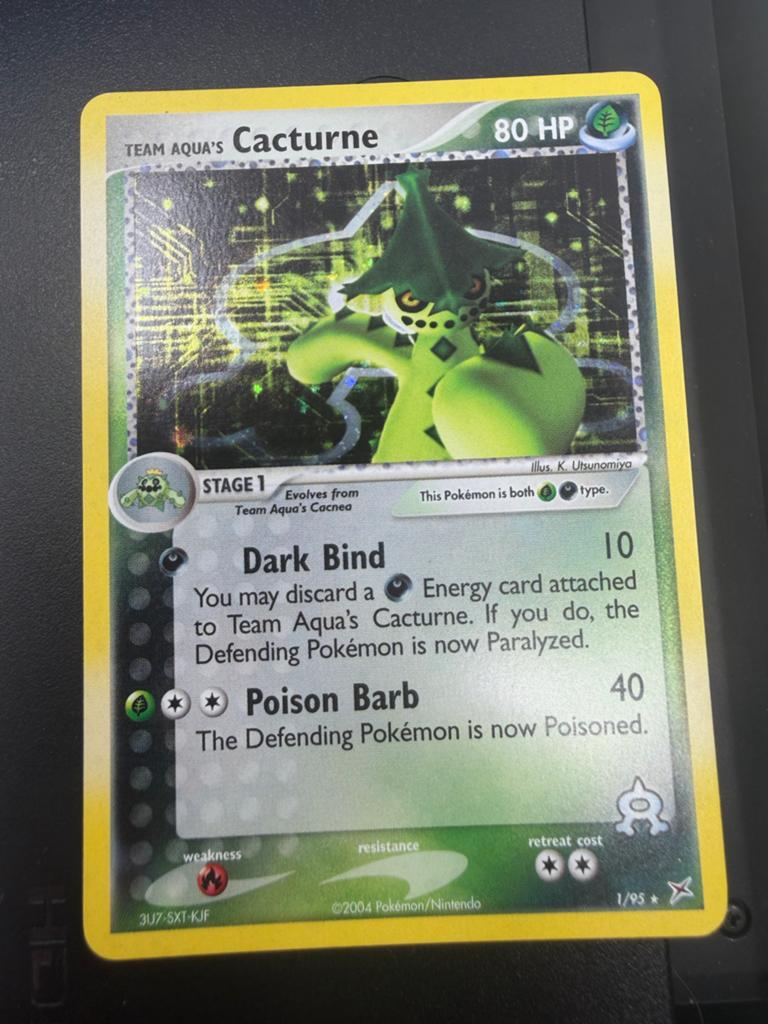 Team Aqua's Cacturne Pokémon Kaart 1/95 Holo Foil, Ophalen of Verzenden, Gebruikt, Losse kaart, Foil
