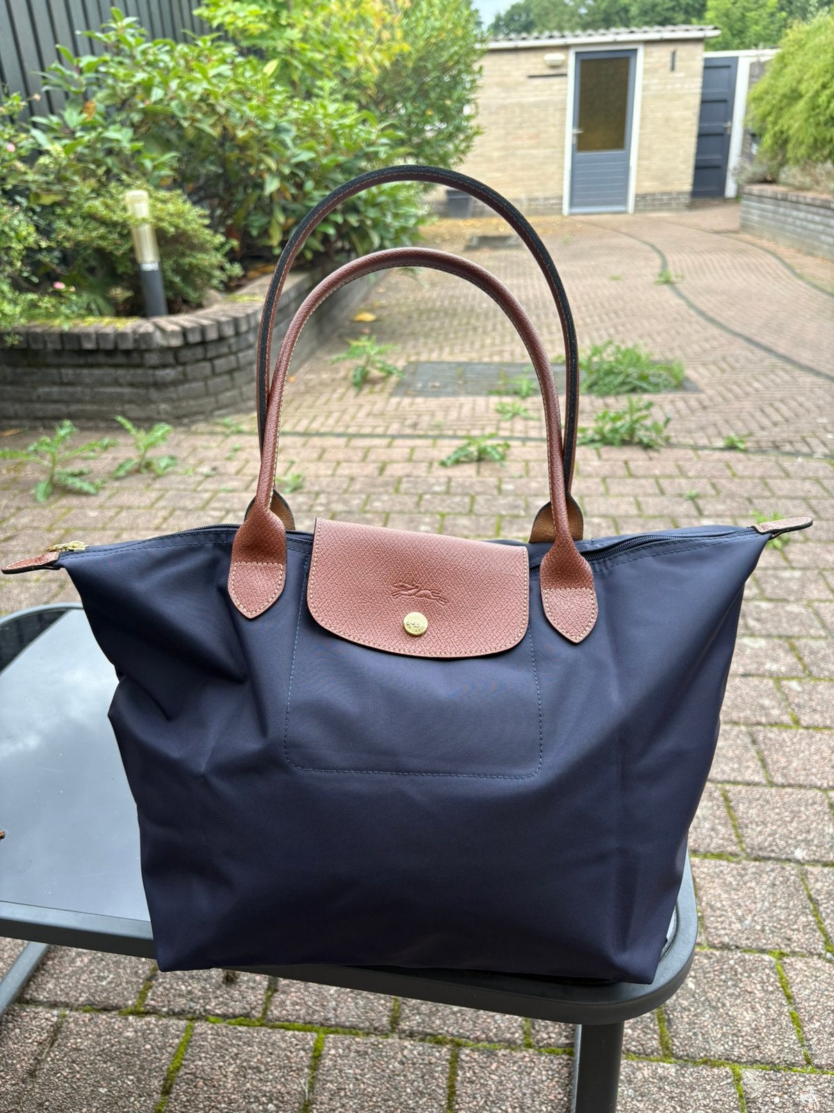 Longchamp Le Pliage Shopping Tas Blauw, Ophalen of Verzenden, Zo goed als nieuw, Blauw