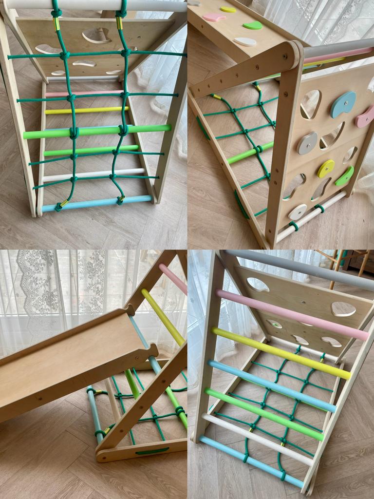 Montessori klimrek hout met glijbaan en klimnet, Verzenden, Zo goed als nieuw, Klimnet