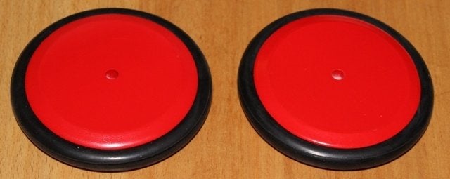 nieuw houten wiel met rubber rand 12,5 cm, Nieuw, Knutselmateriaal, Rood, Hout