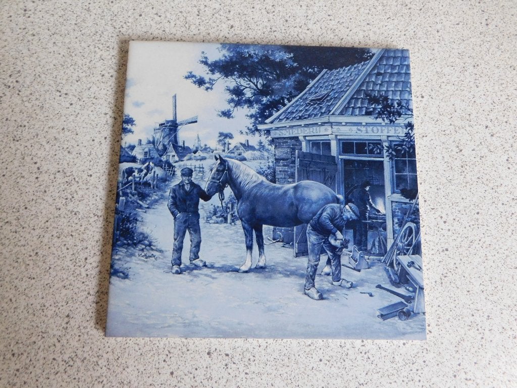 Tegel Mosa Smederij Delfts Blauw 15x15 cm., Antiek en Kunst, Ophalen of Verzenden