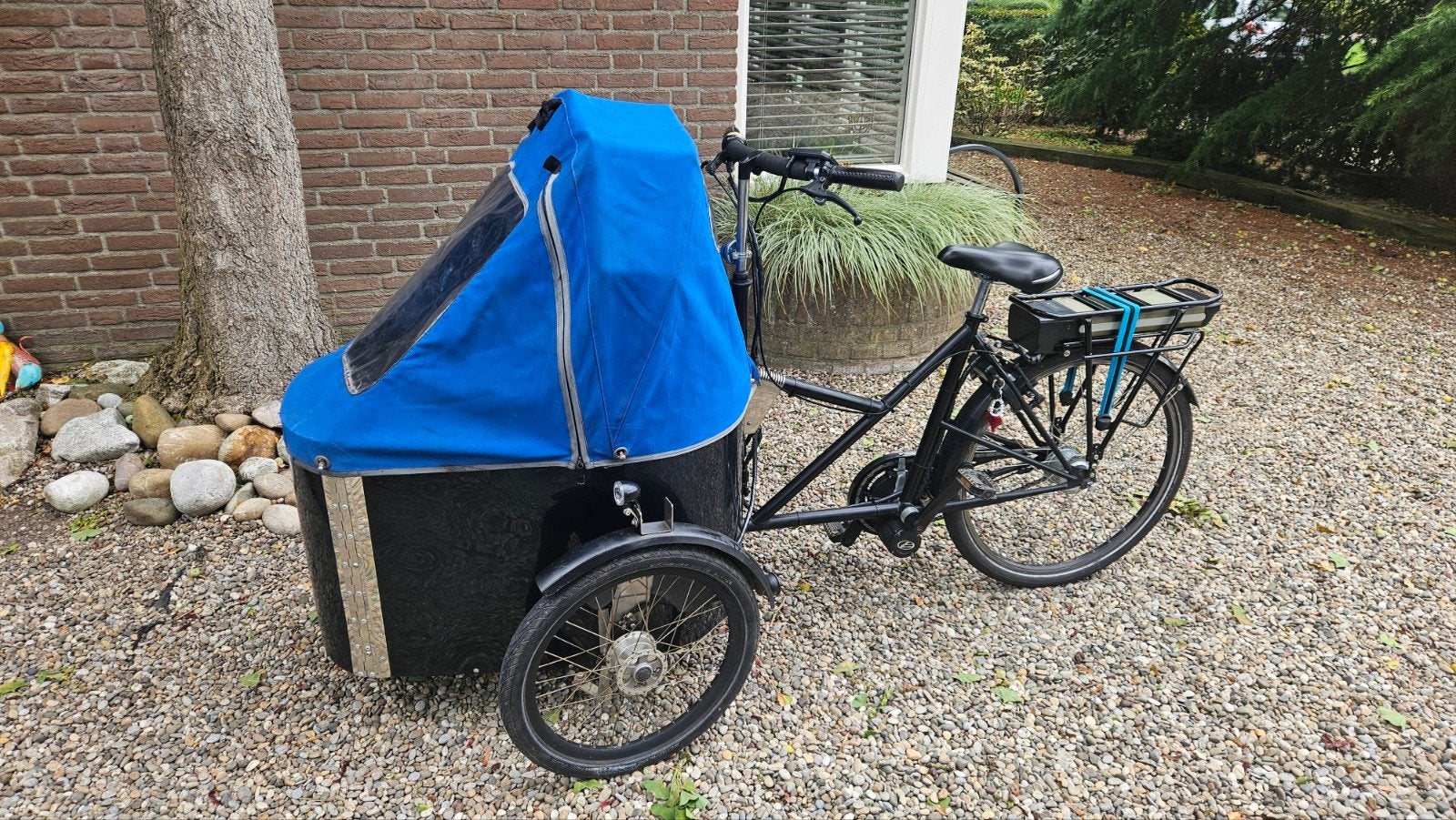 Nihola Bakfiets Elektrisch met Deurtje -Ideaal voor Hond/Kin, Fietsen en Brommers, Gebruikt, 2 kinderen, Elektrisch, Schijfrem