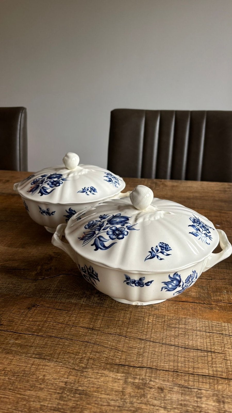 2 Petrus Regout Bouquet Bleu serveer terrines, Antiek en Kunst, Ophalen of Verzenden