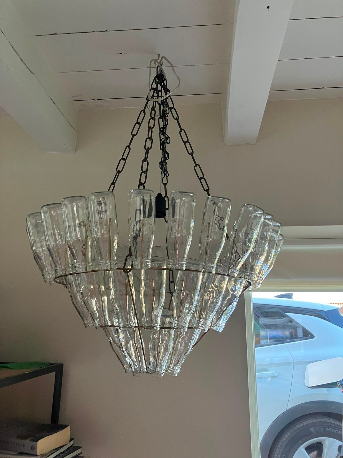 Leitmotiv flessen kroonluchter XL, Huis en Inrichting, Lampen | Kroonluchters, Ophalen, Zo goed als nieuw
