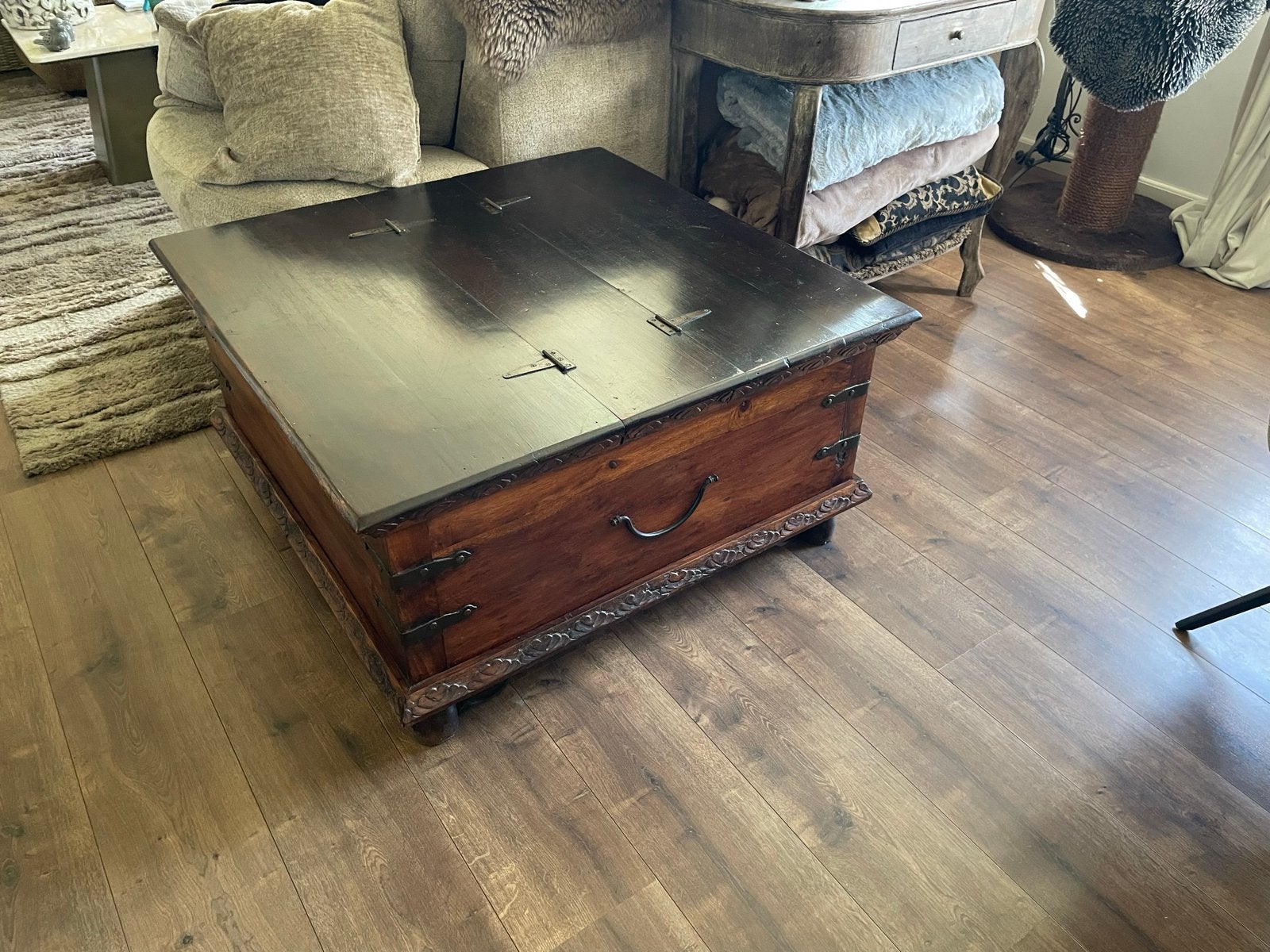 2x Salon(tafel) Kist 1x1 meter met 2 kleppen, Ophalen, Gebruikt, Vierkant, 50 tot 100 cm