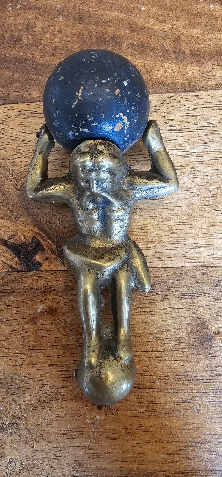 antiek Messing Atlasfiguur van Friese staartklok, Ophalen of Verzenden