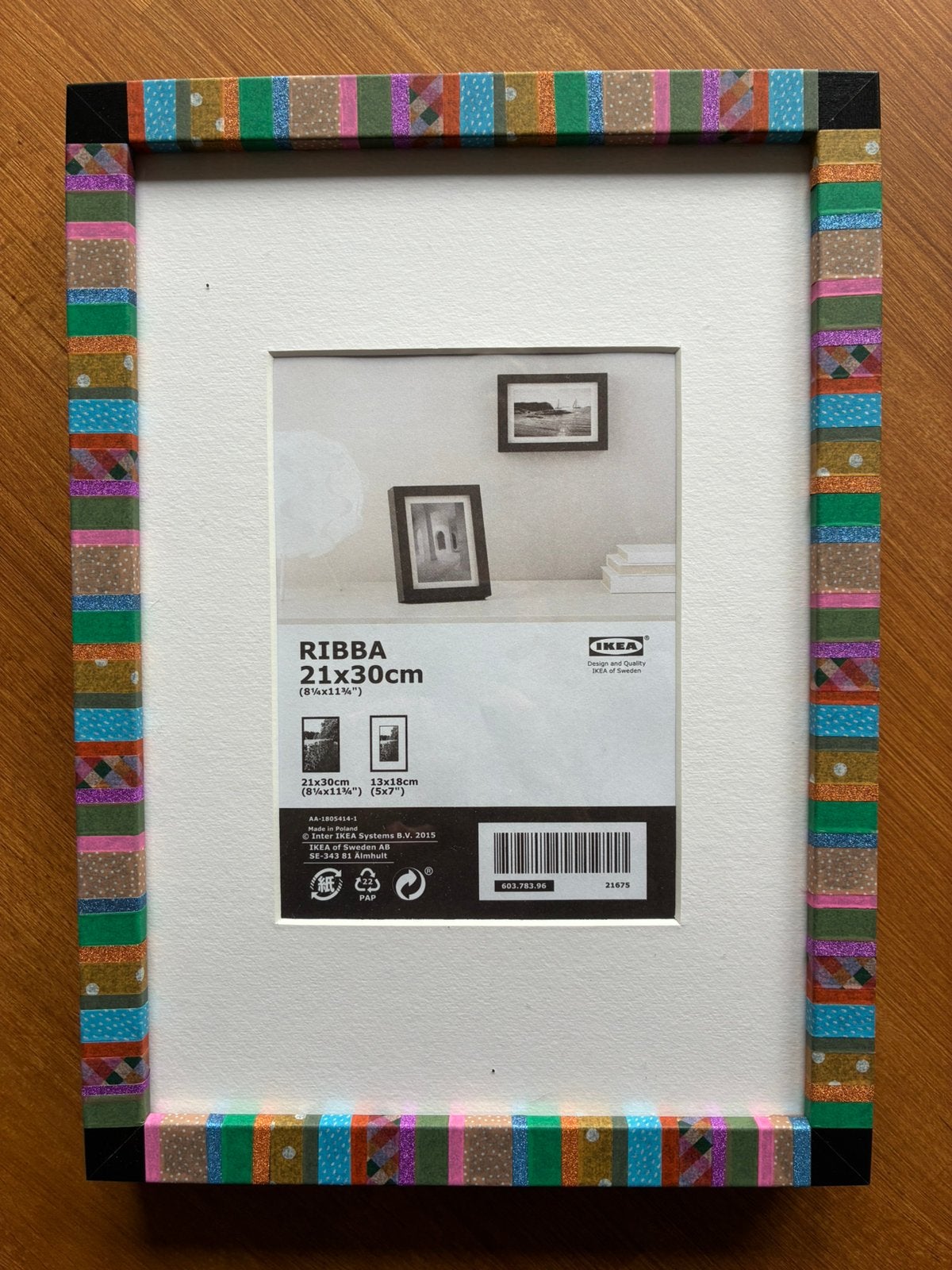 Kleurrijke fotolijst met passepartout 21x30 - gratis, Ophalen, Gebruikt
