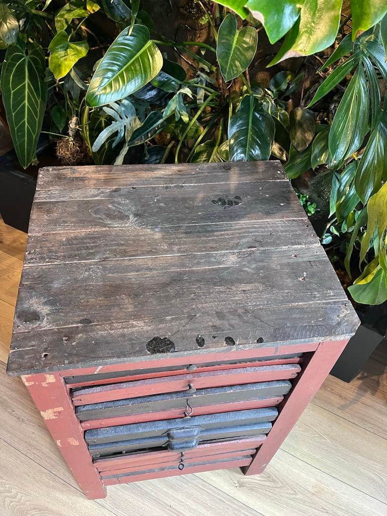 Antieke houten ladekast met 6 lades, oude letterbak, Antiek en Kunst, Ophalen of Verzenden