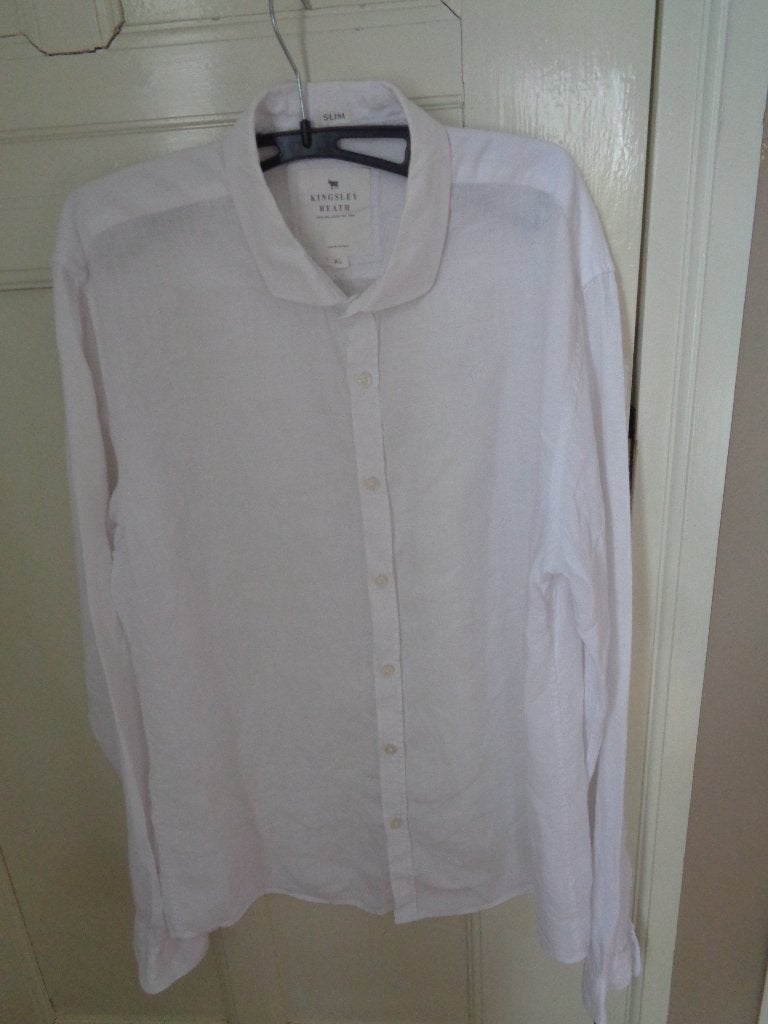 KINGSLEY HEATH linnen overhemd:mt XL (Slim), Wit, Ophalen of Verzenden, Zo goed als nieuw, Halswijdte 43/44 (XL)