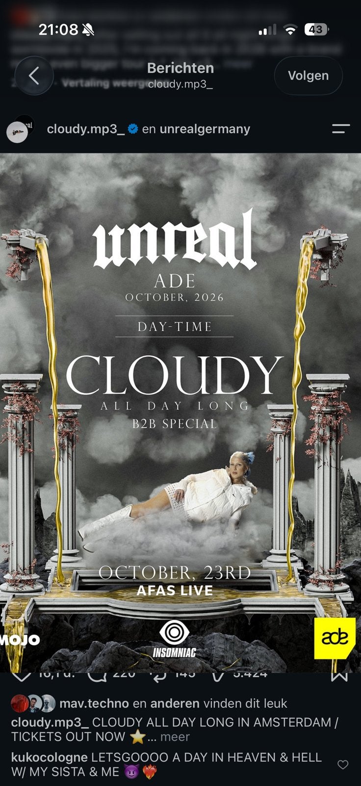 Kaartje ADE Cloudy b2b special, Eén persoon