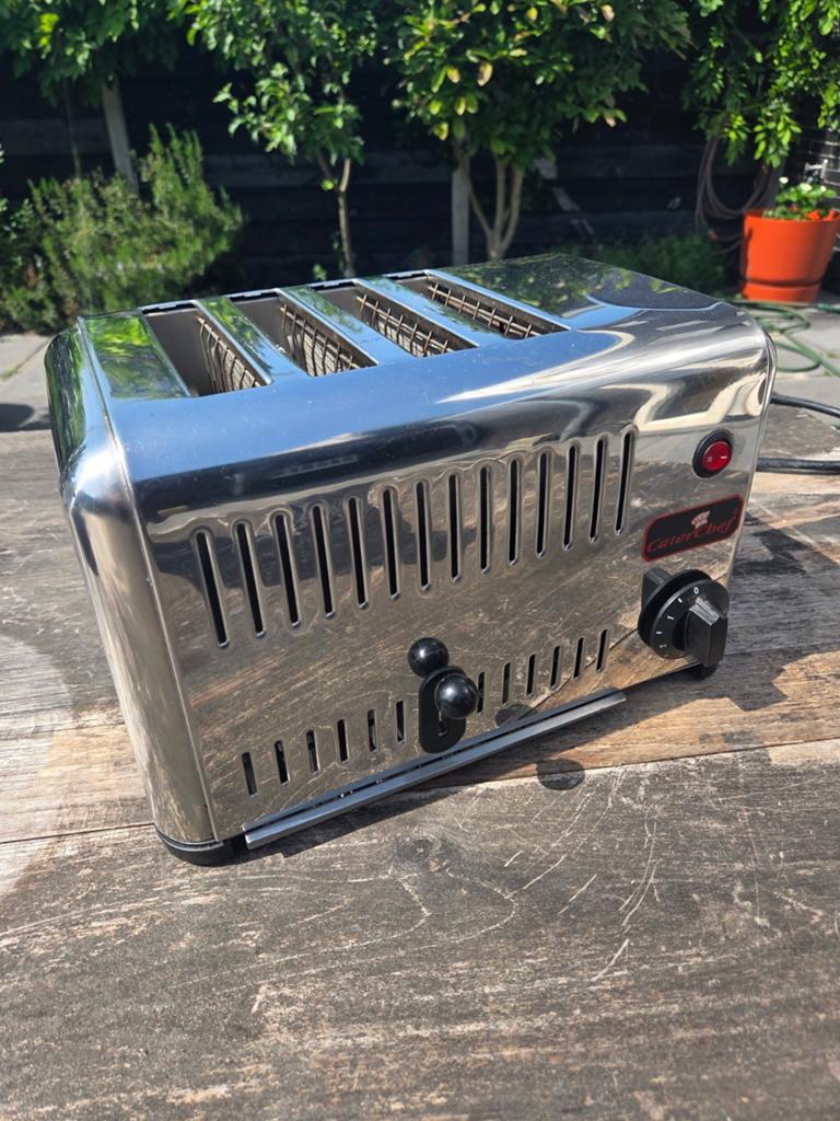Caterchef Toaster 4ATS - Professionele RVS Broodrooster, Ophalen of Verzenden, Gebruikt, Uitneembare kruimellade
