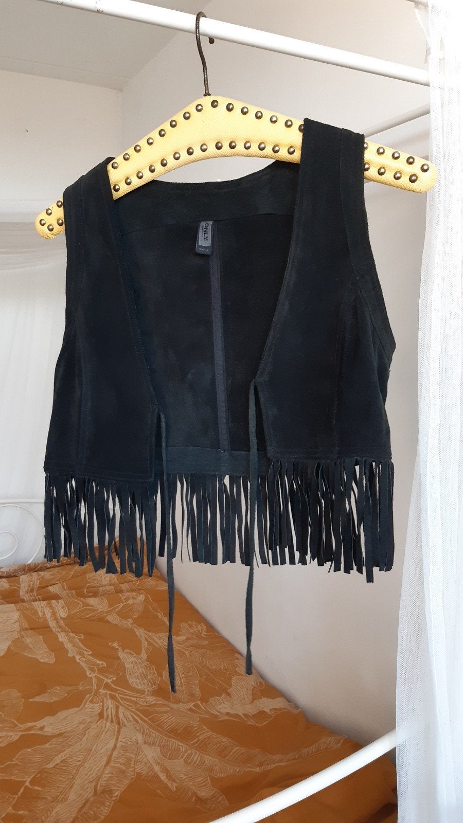 Only Indie Suede Vest ID - Zwart suède gilet met franjes, Kleding | Dames, Only, Zwart, Ophalen of Verzenden, Zo goed als nieuw