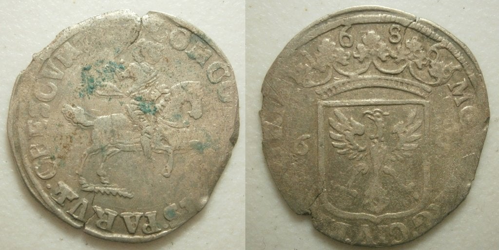 3] Deventer Rijderschelling 1686, Postzegels en Munten, Munten | Nederland, Vóór koninkrijk, Zilver, 25 cent, Ophalen of Verzenden