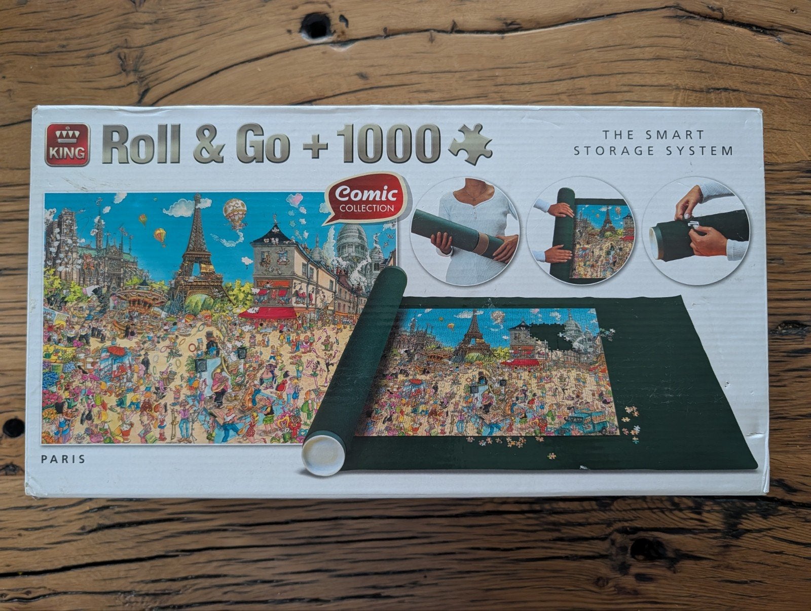 King Roll & Go + 1000 stukjes puzzel - Parijs Comic, Ophalen of Verzenden, 500 t/m 1500 stukjes, Gebruikt, Legpuzzel