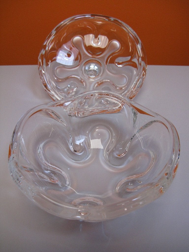 vintage kristallen bonbonnière van helder en frosted glas, Antiek en Kunst, Ophalen of Verzenden