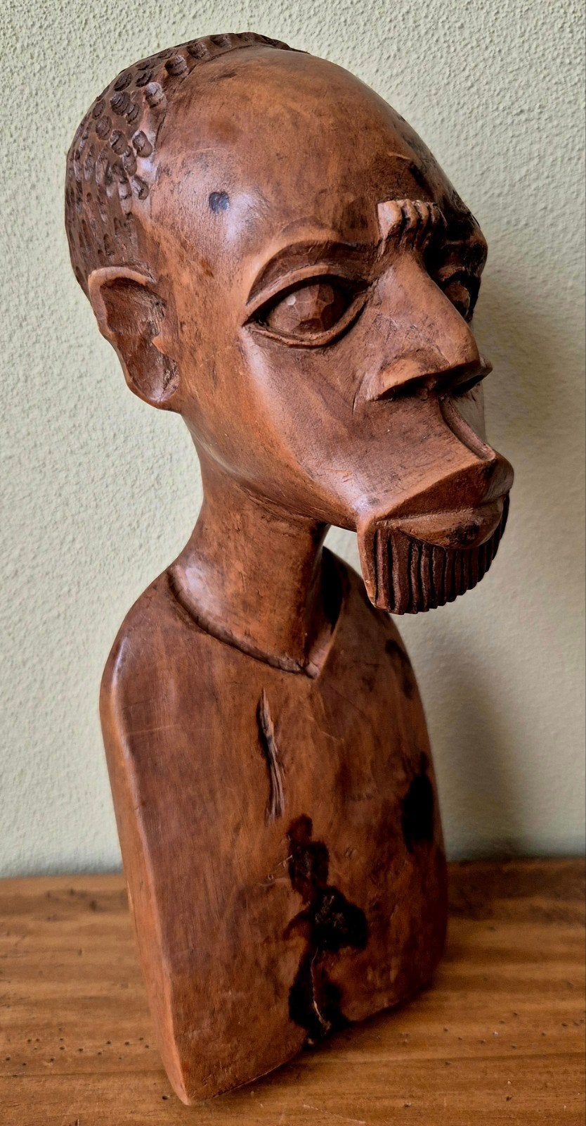 Prachtig Afrikaans houten borstbeeld (buste), Antiek en Kunst, Ophalen of Verzenden, Hout