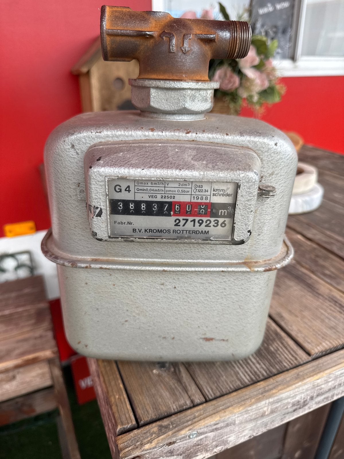 Vintage Gasmeter G4 - Kromschröder Rotterdam (1988), Ophalen, Gebruikt
