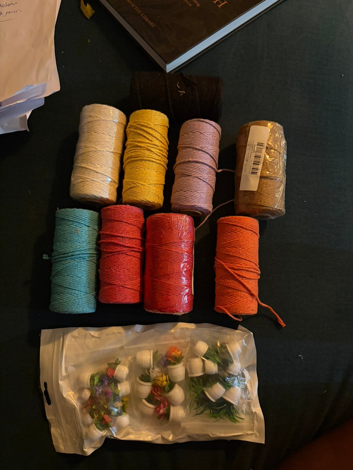 Mini macrame touw & mini neppe plantjes, Ophalen of Verzenden, Zo goed als nieuw, Poppenhuis