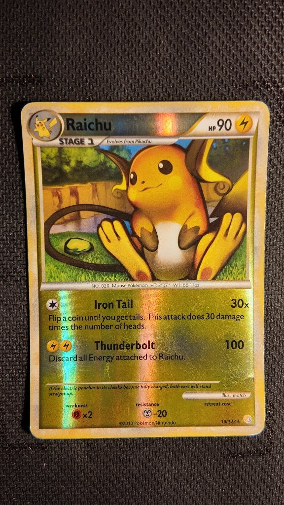 Raichu 10 HeartGold & SoulSilver | Pokemon kaart, Ophalen, Zo goed als nieuw, Losse kaart, Foil