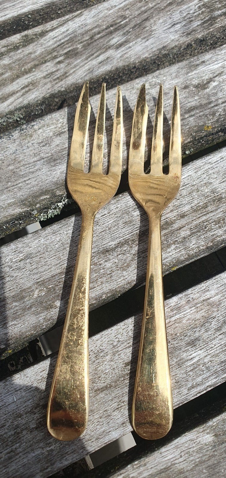 2x Vergulde Vorkjes - Vintage Bestek, Ophalen of Verzenden