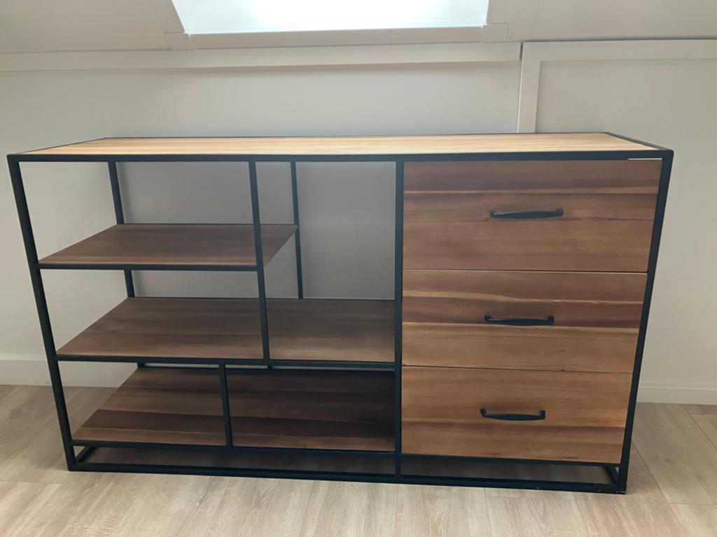 Xenos dressoirs vakkenkast met 3 lades, Ophalen, Met plank(en), Gebruikt, 100 tot 150 cm