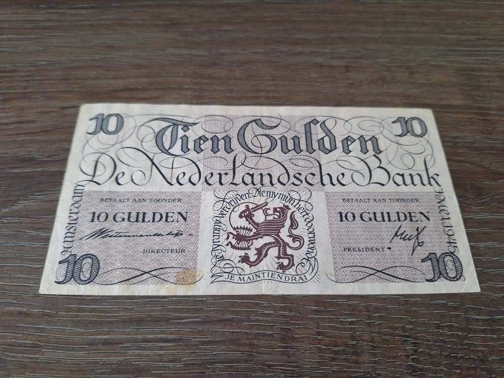Biljet 10 gulden geldzuivering Lieftinck, 1945, Ophalen of Verzenden, 10 gulden