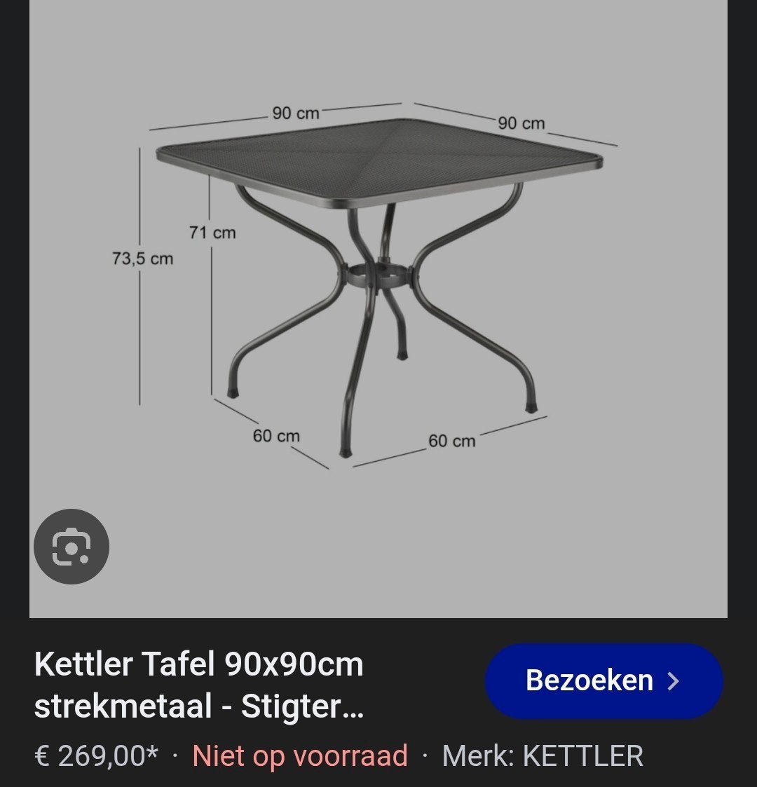 Tuinset 4 stoelen en tafel - Zwart metaal ketler, Tuin en Terras, Gebruikt, Ophalen of Verzenden, Tuinset, Eettafel
