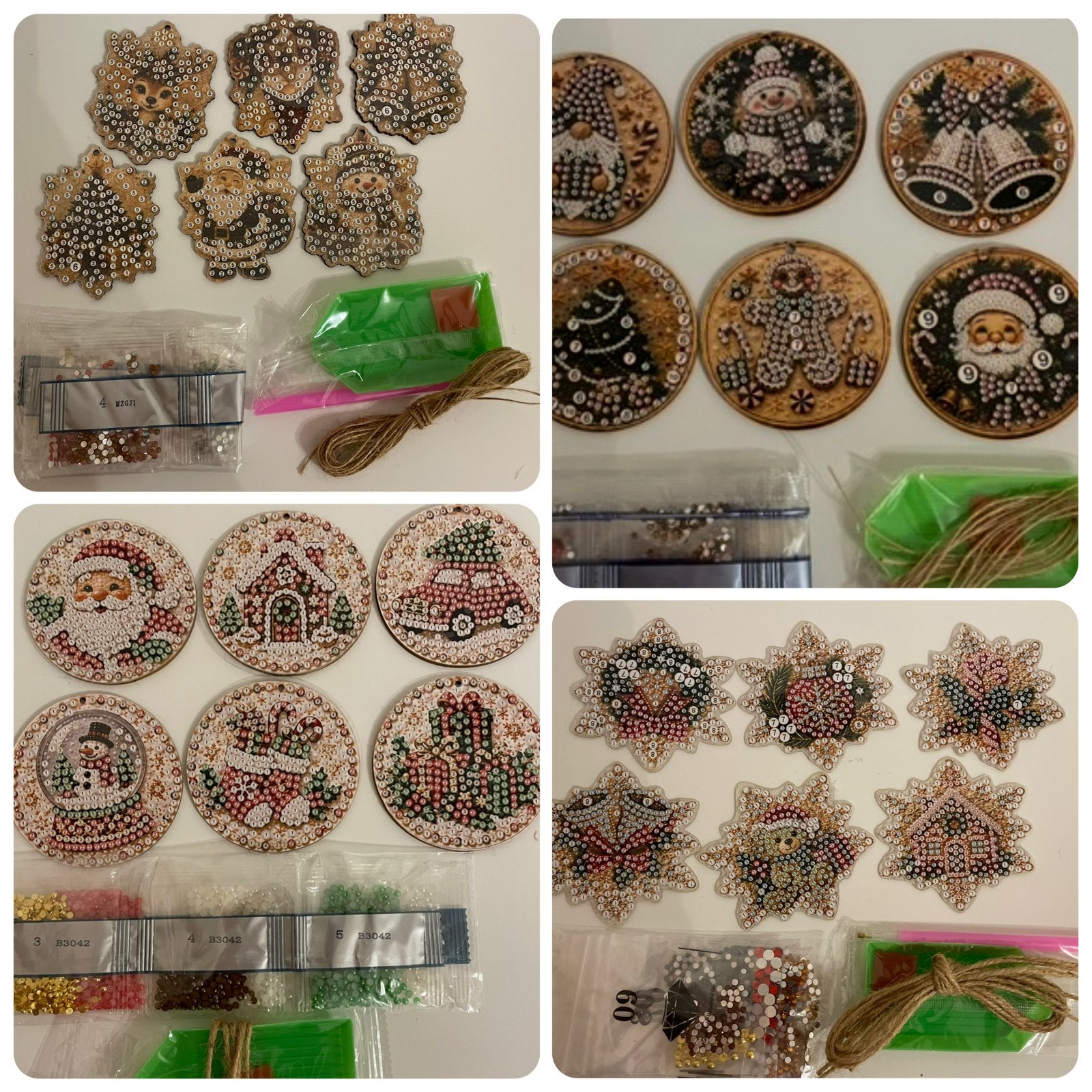 Diamond Painting kerstboom hangers rond Nieuw, Zelfklevend, Nieuw, Knutselwerk, Kerstmis