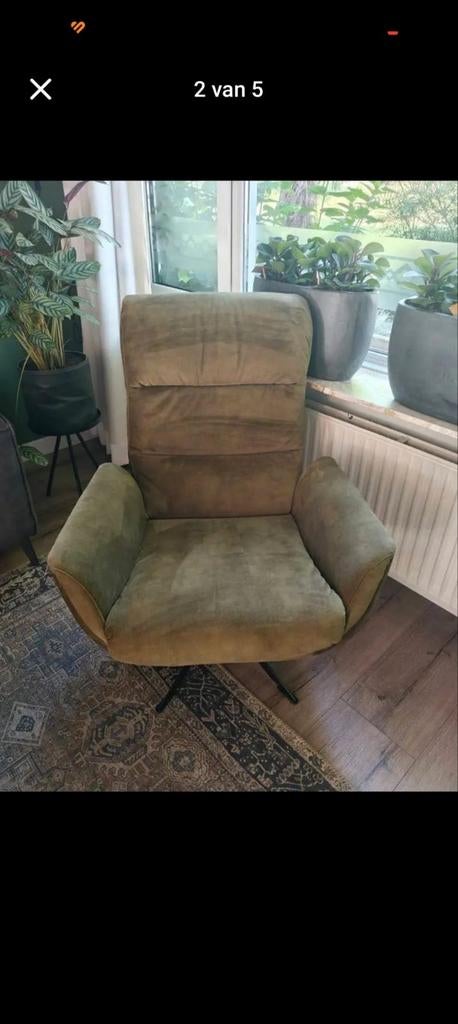 Prachtige mosgroene relaxstoel - Comfortabel en stijlvol, Ophalen, Modern, Comfortabel, Gebruikt, 75 tot 100 cm