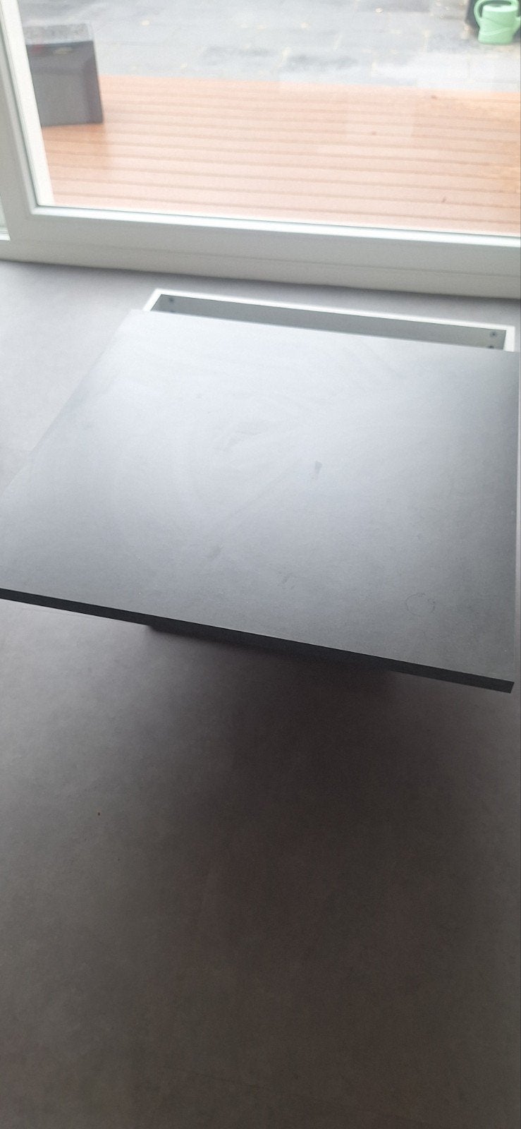 Salontafel met uitschuifbaar blad en lade - 80x80 cm, Huis en Inrichting, Tafels | Salontafels, Ophalen, Gebruikt, 50 tot 100 cm