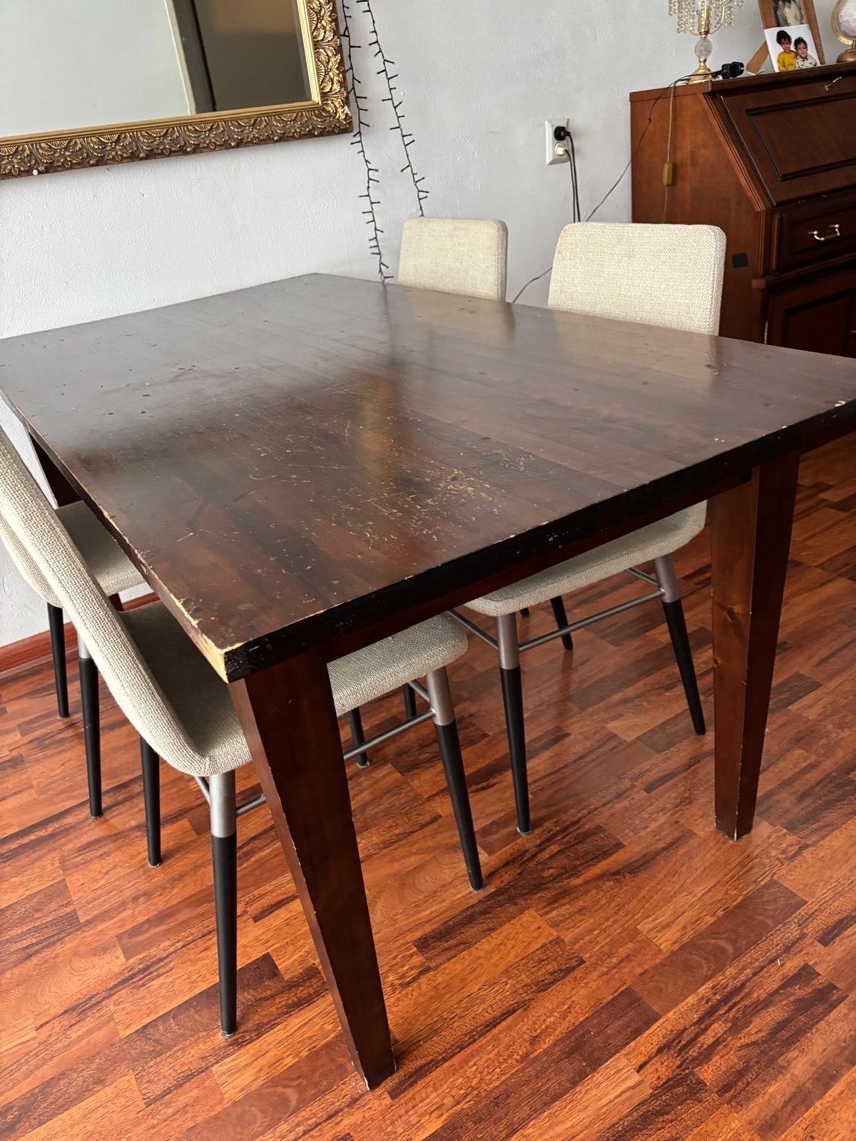 Koloniale Teakhouten Eettafel, Ophalen, Gebruikt, 100 tot 150 cm, Teakhout