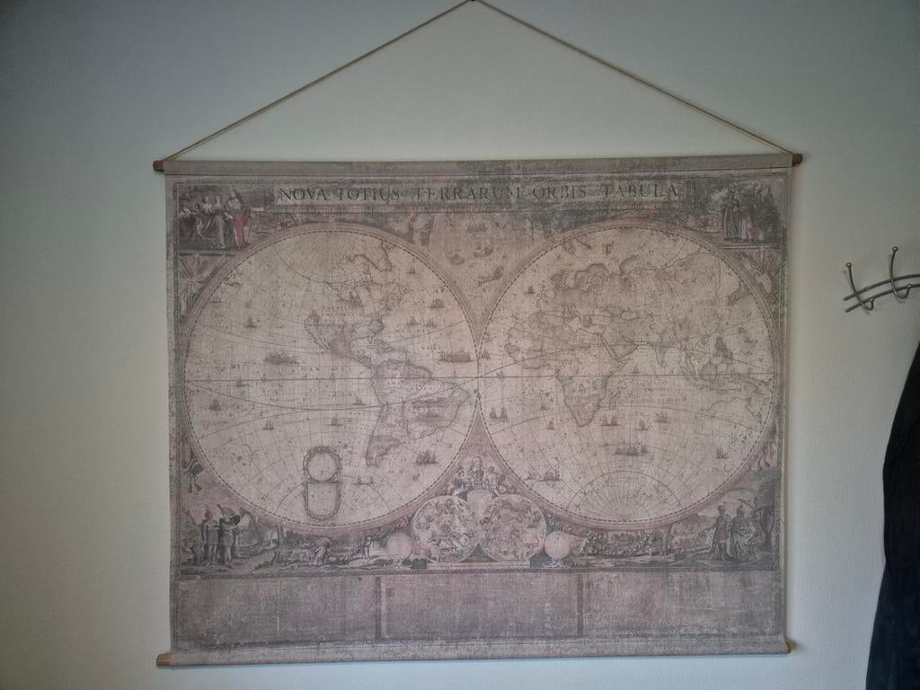Wandkleed Wereldkaart Vintage Stijl - 150x120 cm, Ophalen of Verzenden, Zo goed als nieuw