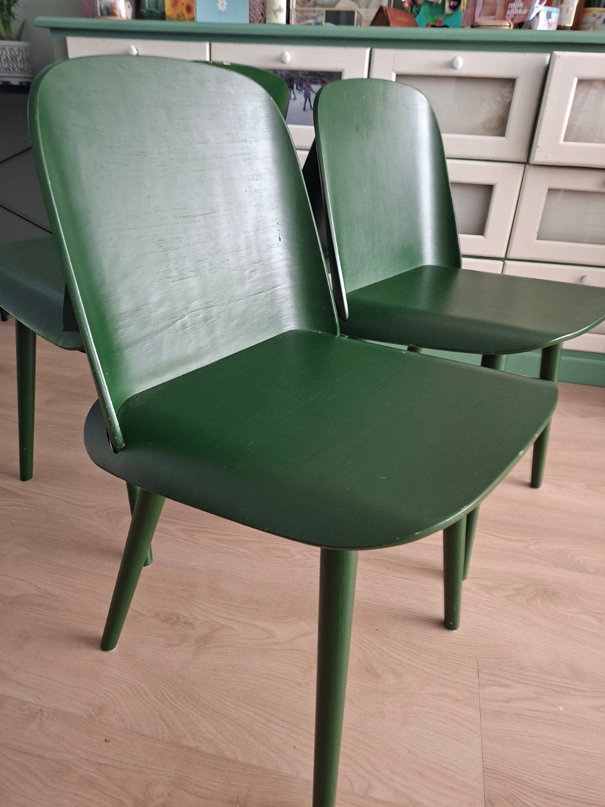 Muuto Nerd Stoelen - Set van 4 in Groen, Ophalen, Overige kleuren, Zo goed als nieuw, Vier