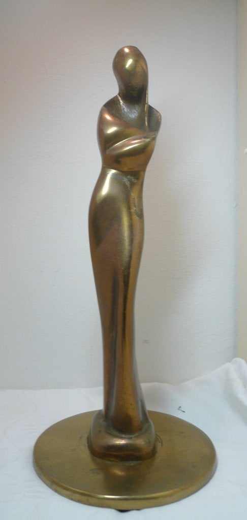 Rene Daemen brons madonna op sokkel, Ophalen of Verzenden, 20 - 50 cm, Beeld, Europa