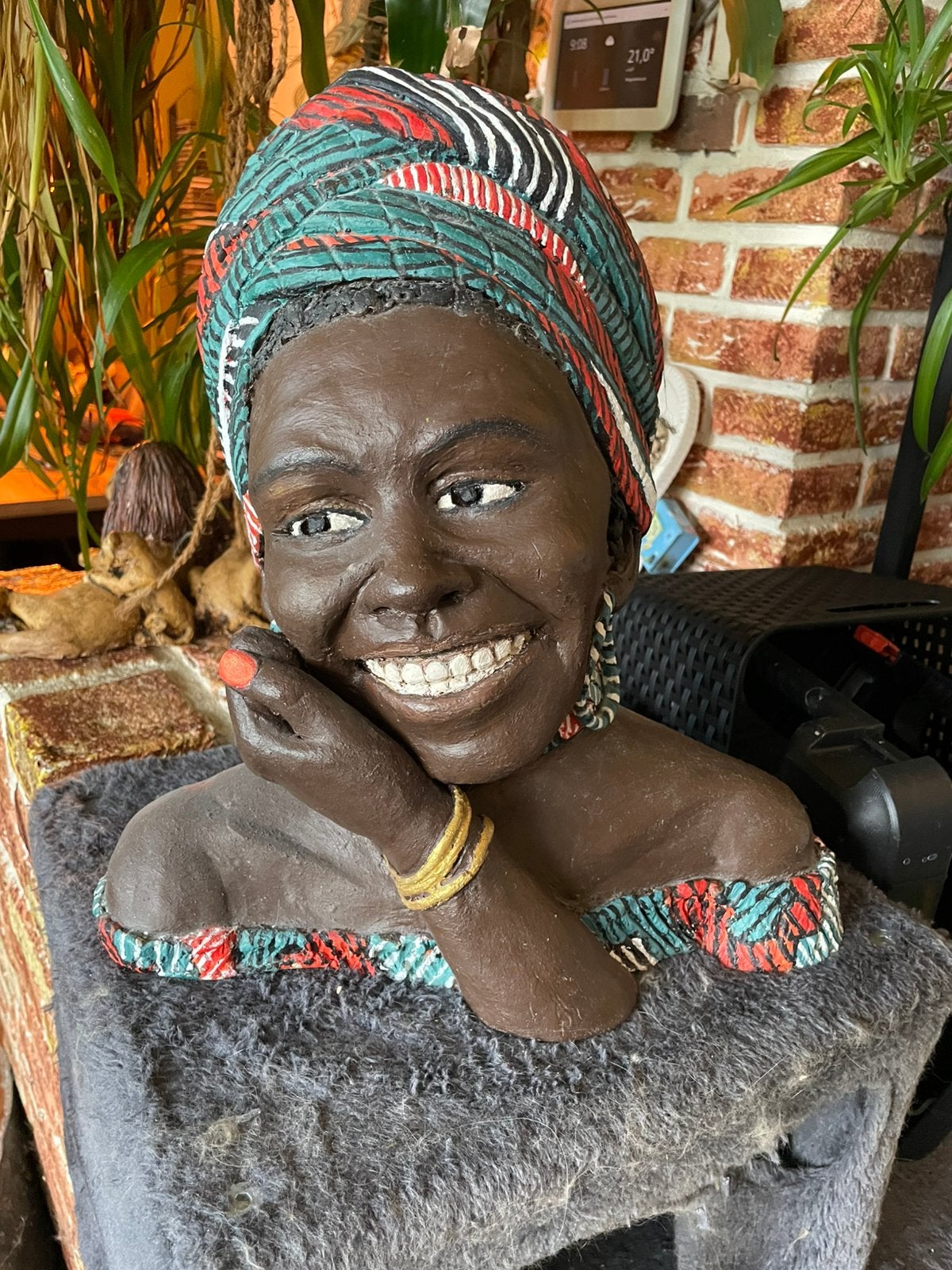 Afrikaanse vrouw, keramiek, handgemaakt, Ophalen of Verzenden