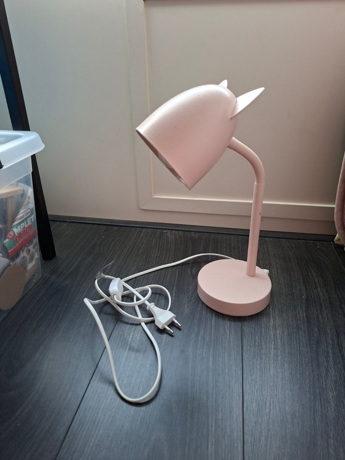 Roze bureaulamp met kattenoortjes, Huis en Inrichting, Gebruikt, Nachtlamp, Ophalen of Verzenden, Roze