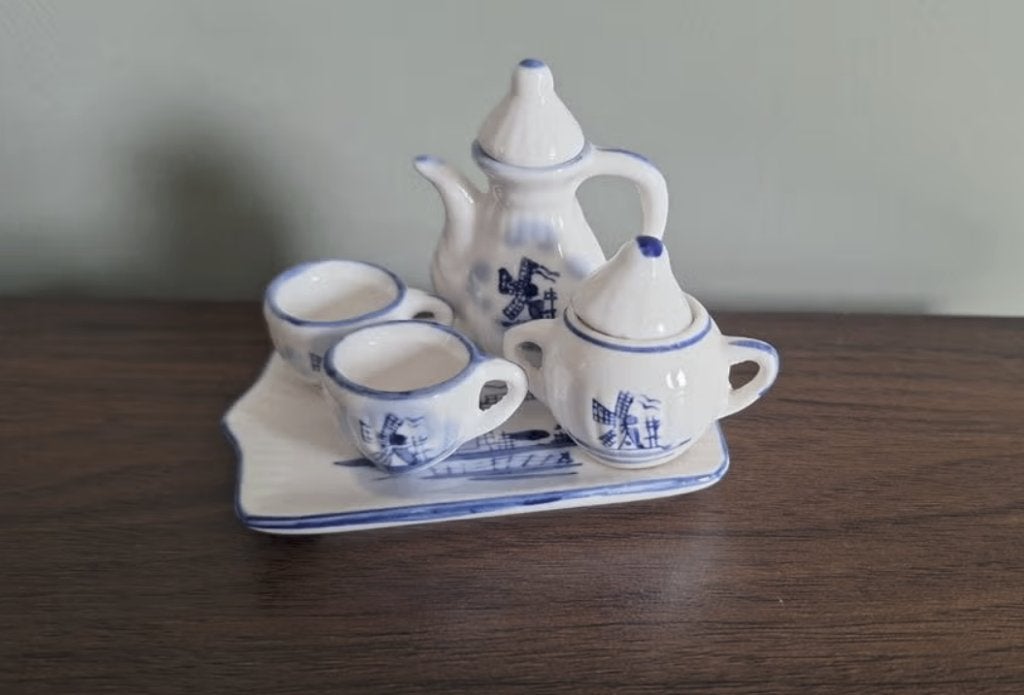 Miniatuur theeserviesje Delfts blauw, Ophalen of Verzenden, Zo goed als nieuw, Gebruiksvoorwerp