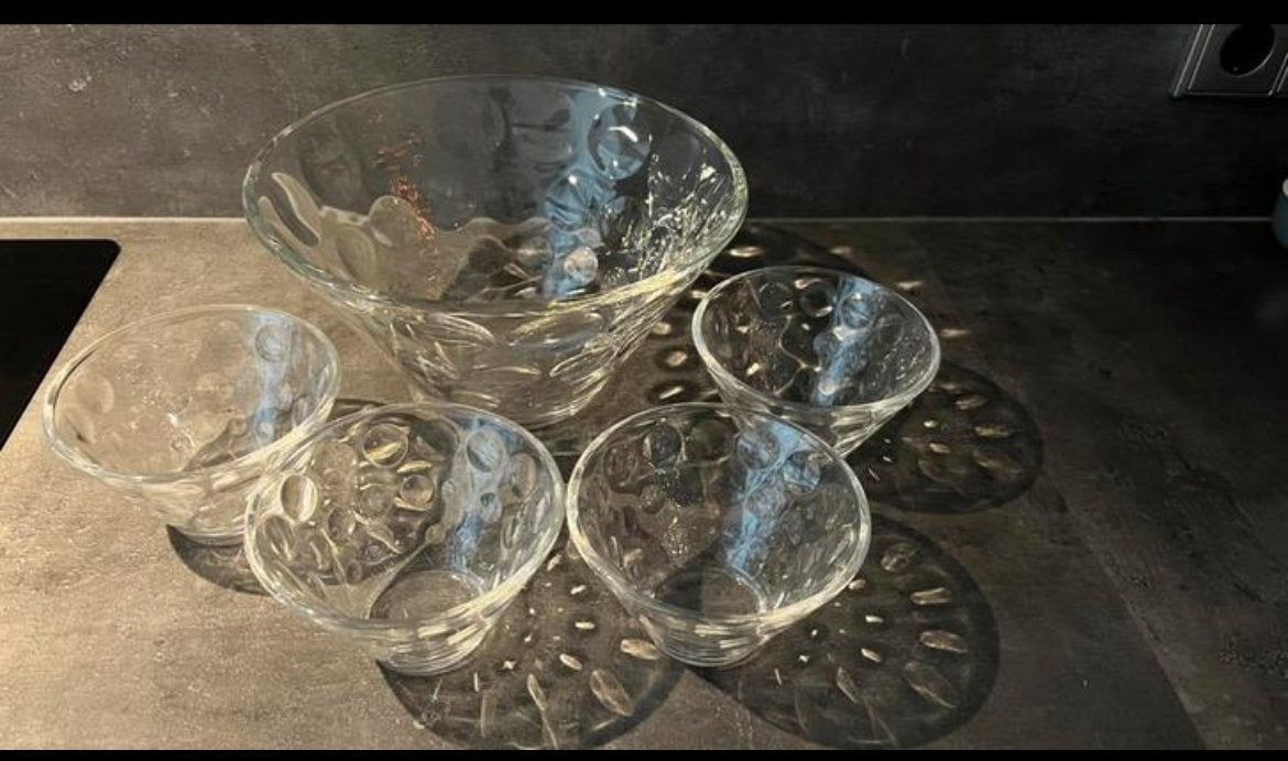 Glazen schalen set Leonardo met bubbelpatroon - 5 stuks, Ophalen, Schaal, Vaatwasserbestendig, Rond