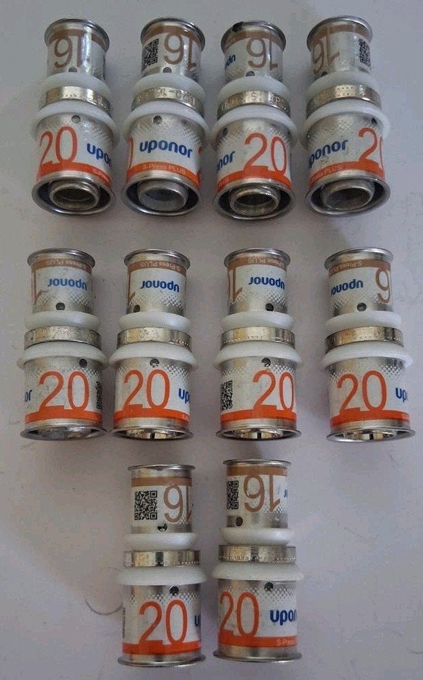 10 x Uponor S-Press PLUS perskoppeling 16mm naar  20mm, Ophalen of Verzenden, Nieuw, Koper, Overige typen