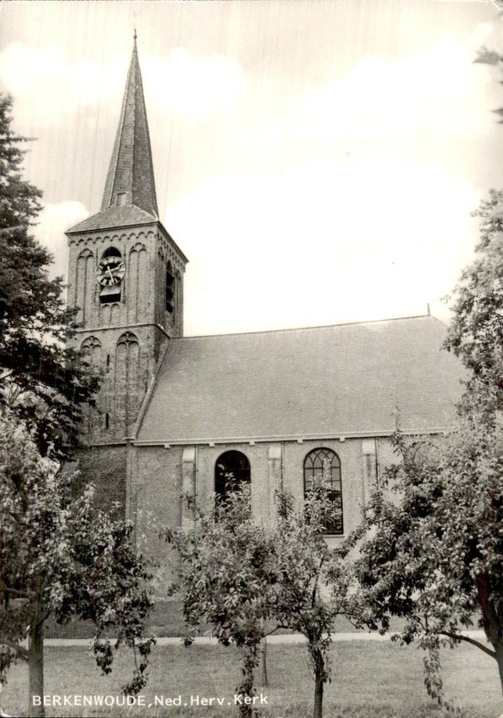 Berkenwoude - Ned. Herv. Kerk - Toren, Verzamelen, Ophalen of Verzenden, 1940 tot 1960, Ongelopen, Zuid-Holland