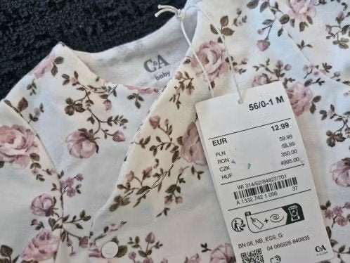 Nieuw Paars setje met roosjes maat 56 h, C&A, Meisje, Nieuw, Ophalen of Verzenden