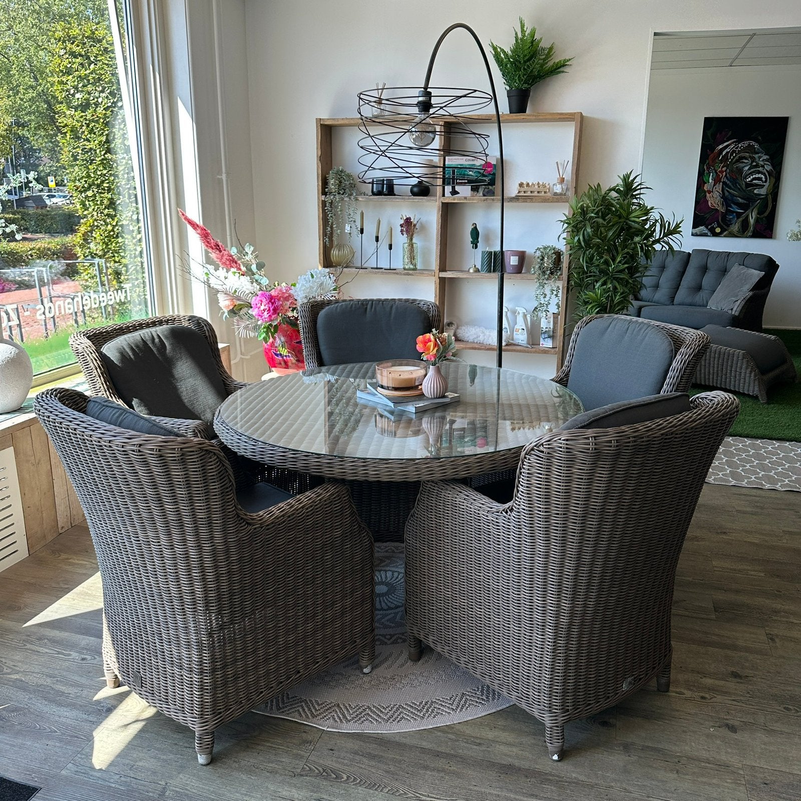 4 Seasons Outdoor (4SO) Tuinset – 5 Stoelen – Ø130 cm